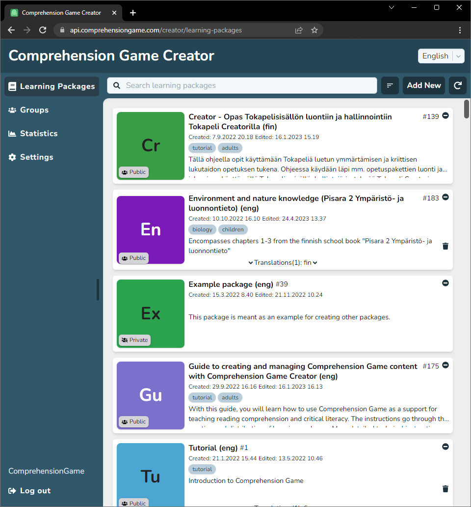 Comprehension Game Project in a Nutshell - Comprehension Game