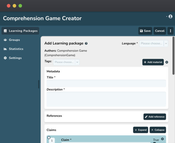 Comprehension Game Creator - Comprehension Game
